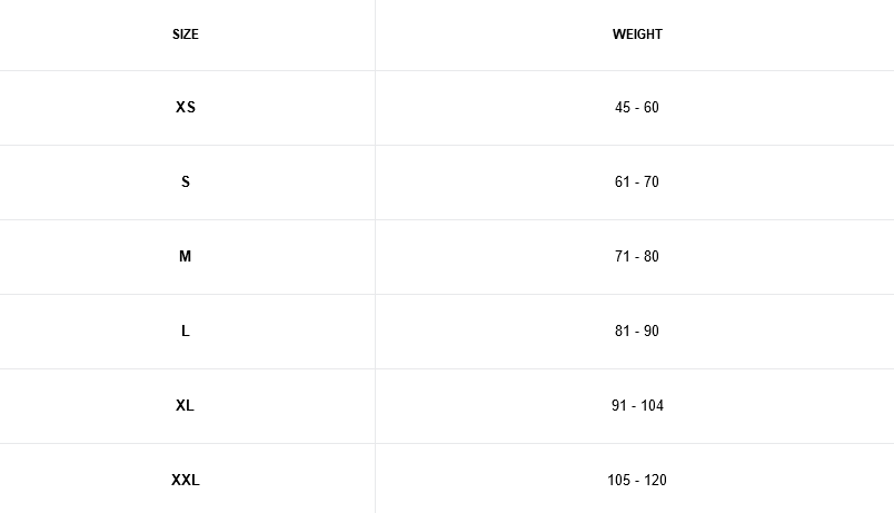 progress rash guard size guide