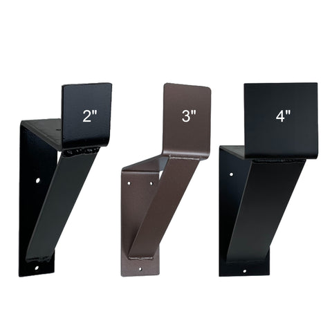 What width fireplace mantel bracket corbel do I pick? The desired width and thickness of the fireplace mantel bracket metal is up to the customer, and typically matches the aesthetic of their house. We recommend taking the measured length of the bracket from earlier in the guide, and dividing by two to get the recommended width of the bracket. The goal is to not get a bracket that looks too thin for the mantel, nor one that looks too large. If you do not know what to choose, we recommend the 3" wide bracket as that looks great on all sizes in our experience. 