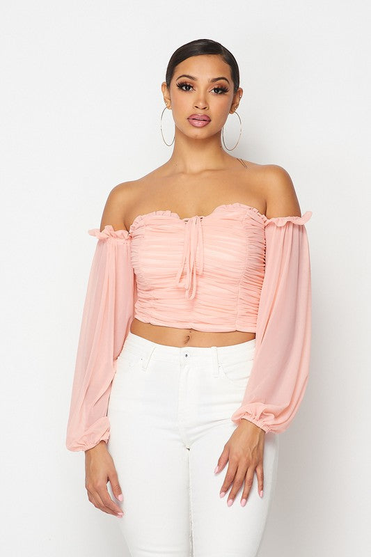 Blush Off-the-Shoulder Crop Top - The Moody Label