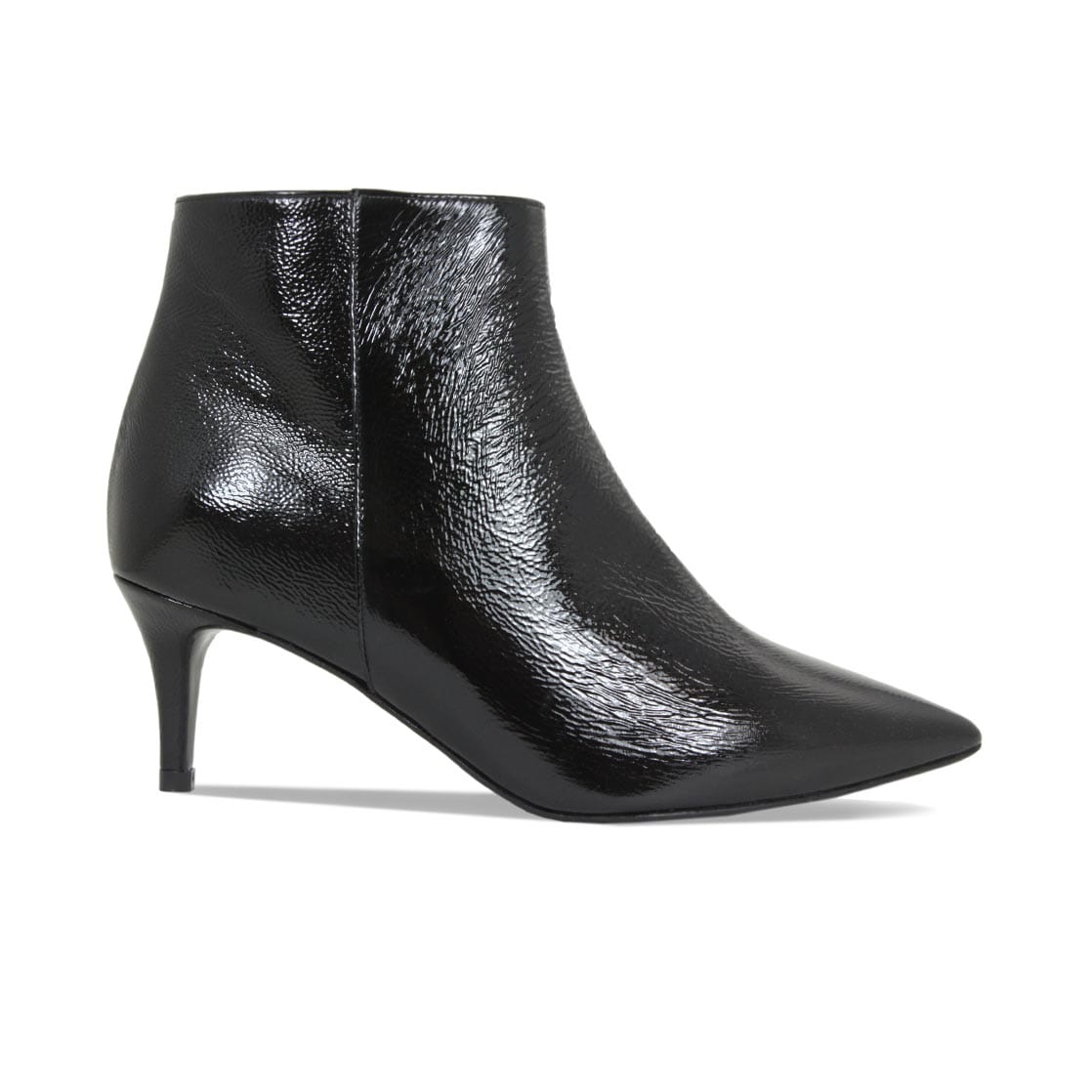 black patent high heel ankle boots