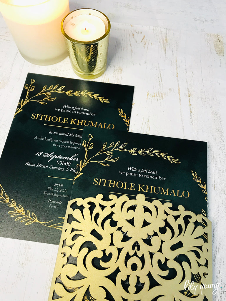 Sithole Printed Tombstone Unveiling Invitation Lily Young Designs