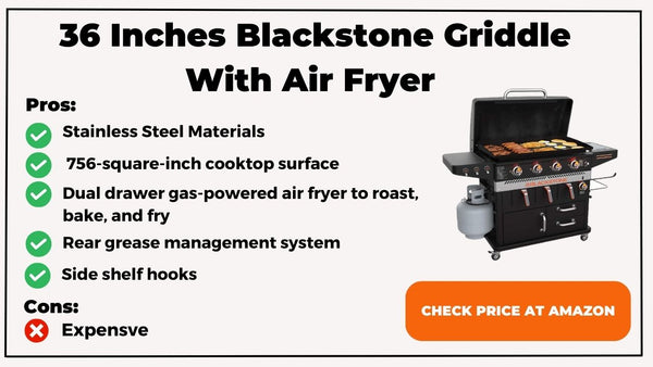 Características de la plancha Blackstone de 36 pulgadas con freidora de aire