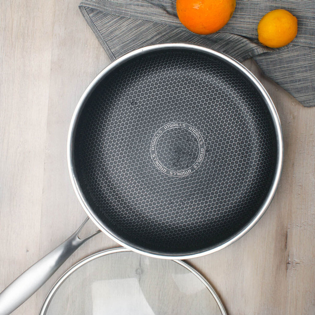 Atgrills saute pan deep frying pan with lid
