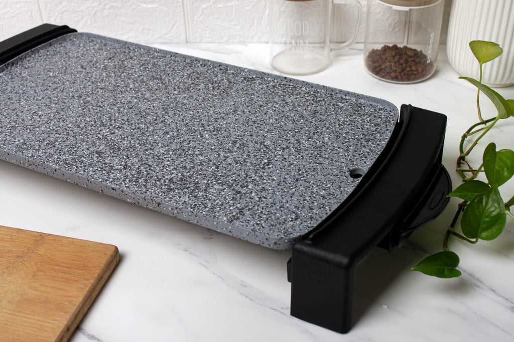 Gray electric griddle with stone coating