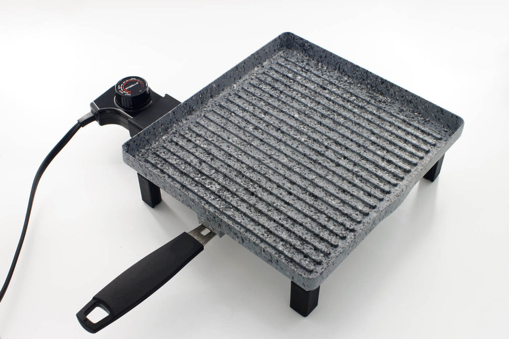 Electric indoor grill pan with maifan stone coating