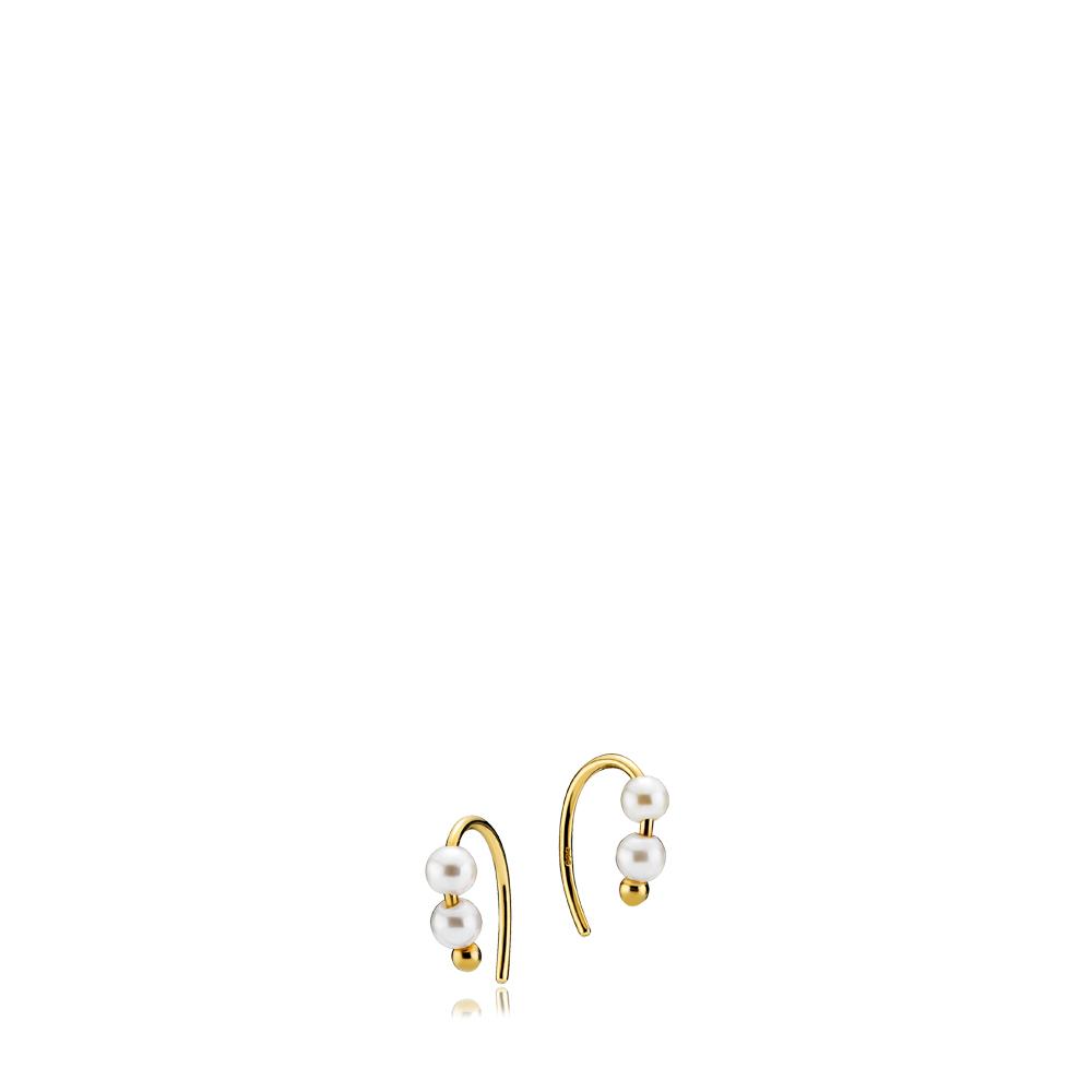 Billede af DASHING - Earring goldpl. recycled silver w freshwater pearl