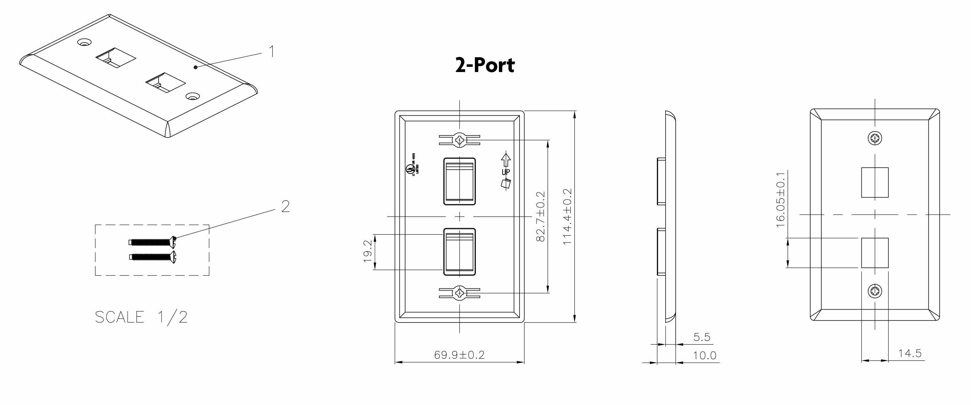 2 Port Wall Plate Spec