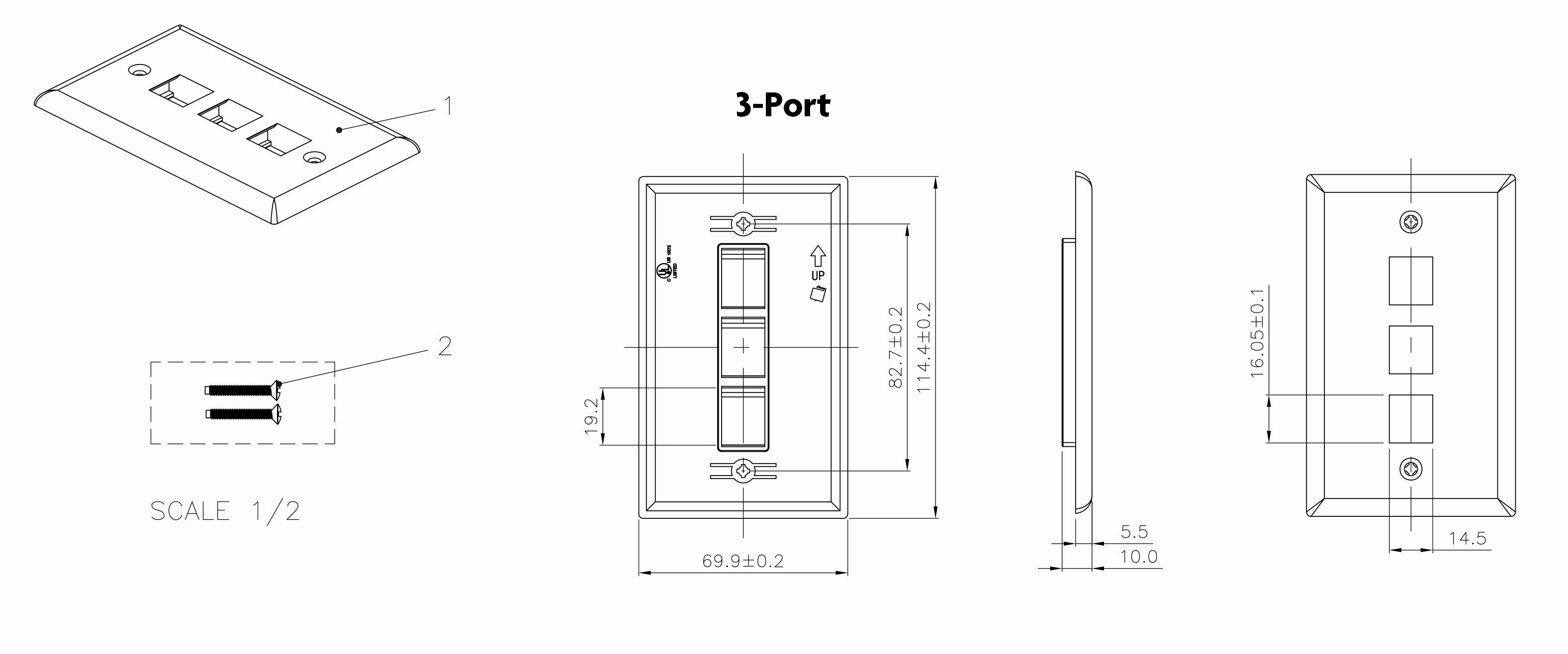 3 Port Wall Plate Spec