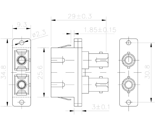 Fiber Optic Adapter, ST-SC Multimode Duplex