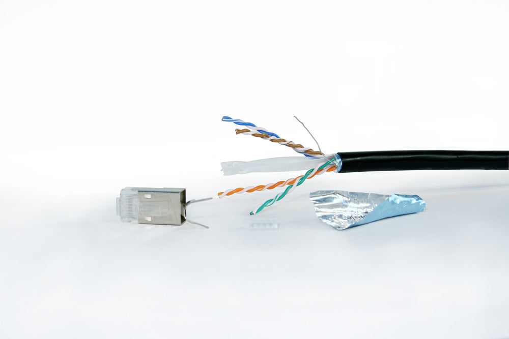 Peel back cable shielding to expose conductors