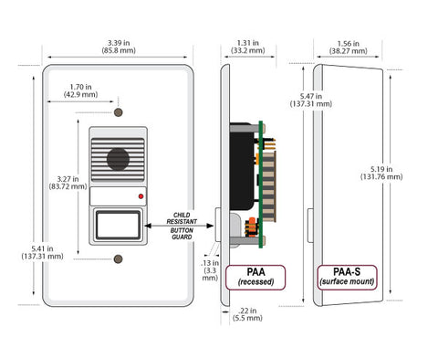 PAA/PAA-S Dimensions