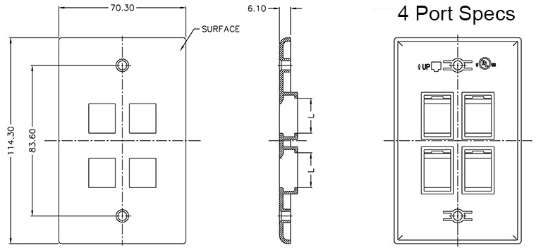 4 Port Wall Plate Spec