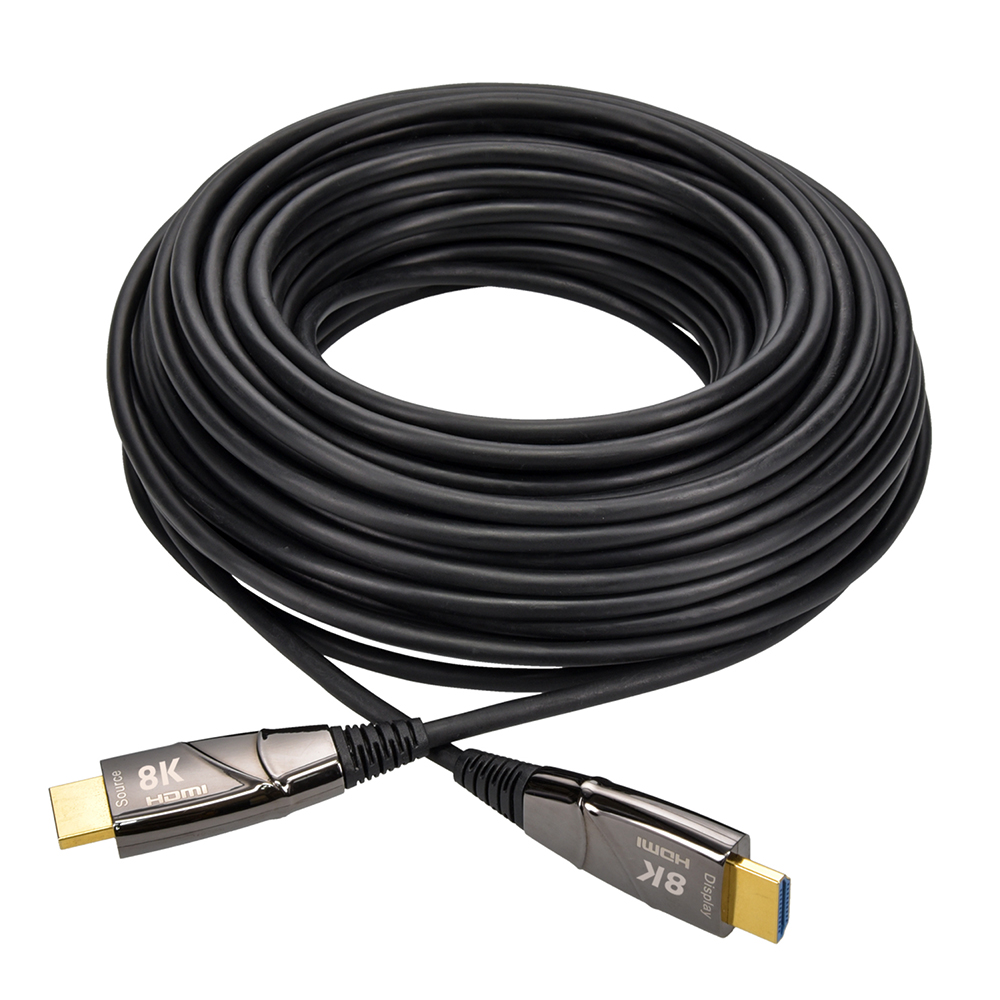 100Ft eARC Fiber Optic HDMI 2.1 Cable 8K@60Hz 4:4:4 48Gbps CL3 Rated–