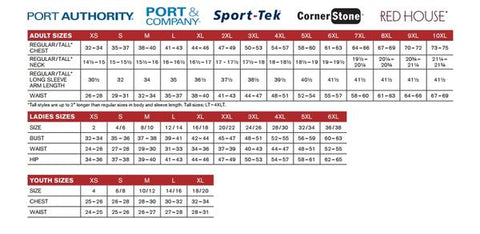 Sport Tek Youth Size Chart