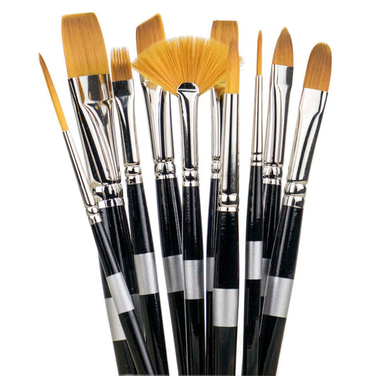 Studio 71 Oil Paint Bristle Brush Set 10/pk Flat Round Fan Angular