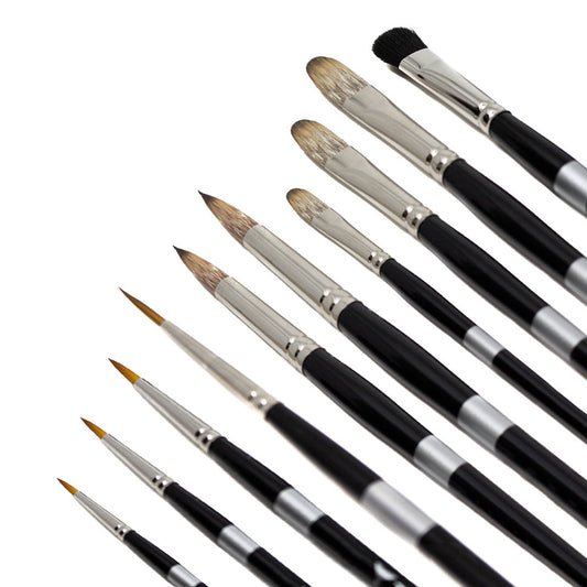 Pinturale Arts Professional Watercolor Brushes Black Series Set of 8 Travel Watercolor Brushes High Water Absorption and Cont