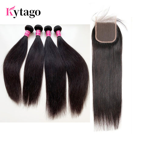 100% Virgin Human Hair Brazilian Hair Bundles,Weave With Closure ...