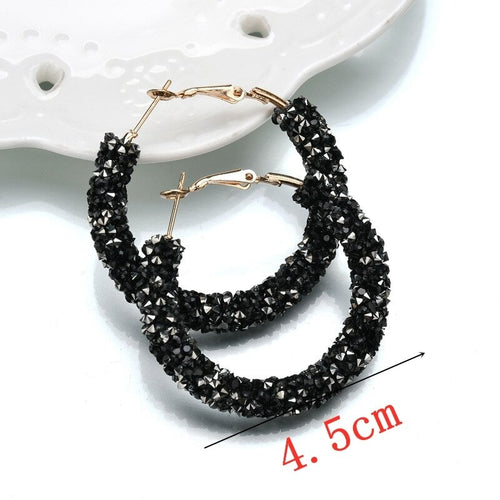 Korean Style Crystal Drop Earrings in Black – shopkiasha