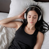 Relaxing women listening to music