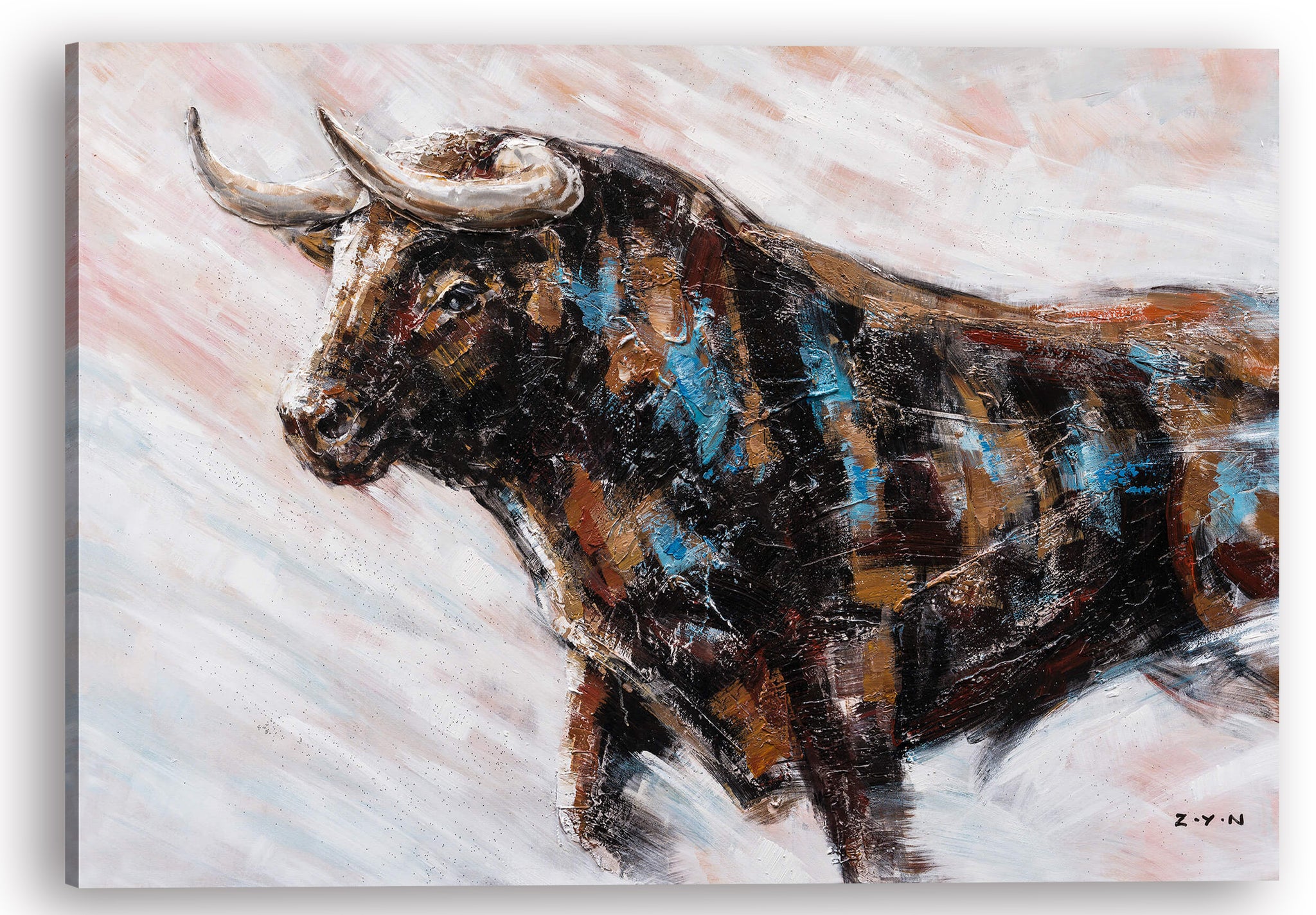 charging bull painting