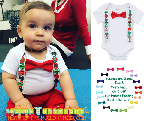 baby boy christmas outfit with suspenders