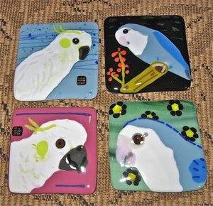 愛鳥コレクション　アートコースター　キンカチョウ　Ｂ - 小鳥雑貨専門のお店　スウィート・バーディー・ブティック