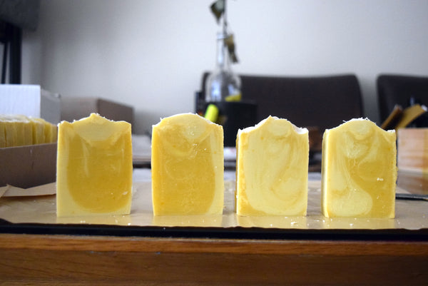Cold process lemon soap with essential oils, inspired by James Joyce