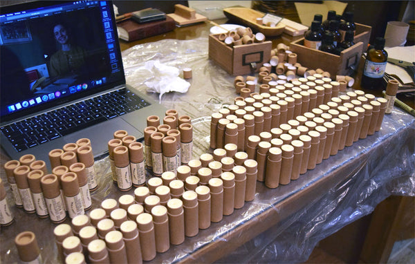 Handmade lip balms production behind the scenes