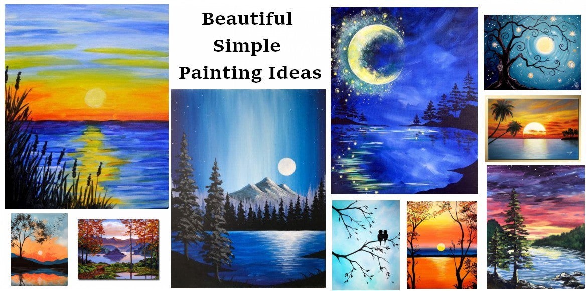 Beautiful Easy Landscape Painting Ideas for Beginners, Sunrise Painting Ideas, Mountain Landscape Painting Ideas, Easy Painting Ideas for Kids, Easy Painting on Canvas