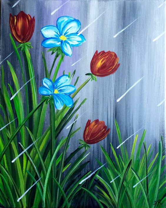 Easy DIY Flower Painting Ideas for Kids, Tulip Painting, Easy Acrylic Flower Painting Ideas, Simple Canvas Painting Ideas for Beginners, Easy Flower Painting Ideas for Beginners