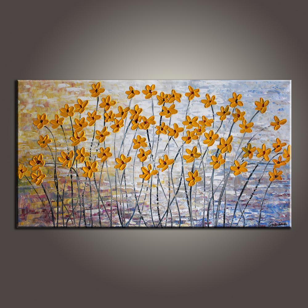 Easy Texture Painting, Daisy Flower Painting, Acrylic Flower Paintings, Beautiful Simple Paintings