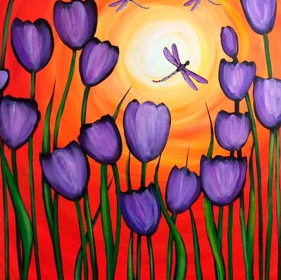 Easy Flower Painting Ideas for Beginners, Tulip Flower Paintings, Easy DIY Flower Painting Ideas for Kids, Easy Acrylic Flower Painting Ideas, Simple Canvas Painting Ideas for Beginners