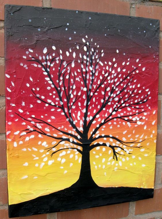 30 Easy Tree Painting Ideas for Beginners, Easy Landscape Painting Ideas, Simple Acrylic Abstract Paintings