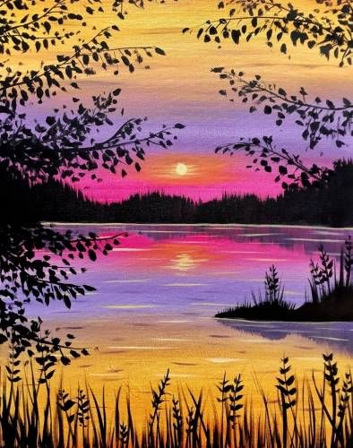 Easy Painting Ideas, Easy Sunset Paintings, Easy Landscape Painting Ideas for Beginners, Easy DIY Acrylic Painting Ideas for Kids, Easy Canvas Oil Paintings