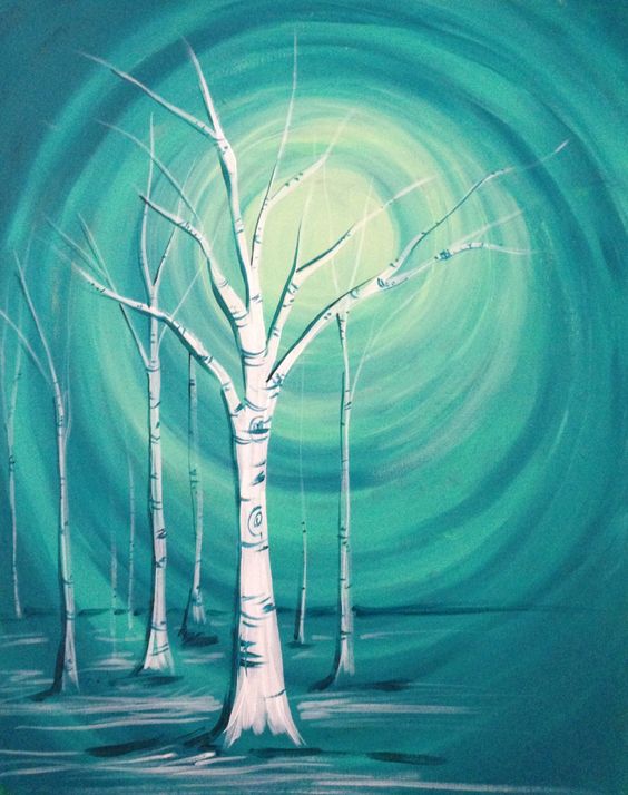 Easy Winter Landscape Painting Ideas for Beginners, Easy Landscape Painting Ideas, Easy Acrylic Paintings, Easy Tree Paintings, Simple DIY Canvas Painting Ideas for Kids