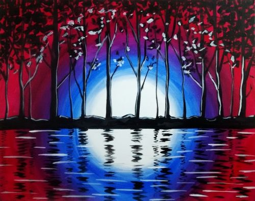 Easy Painting Ideas, Easy Landscape Painting Ideas for Beginners, Easy DIY Acrylic Painting Ideas for Kids, Easy Forest Night Paintings