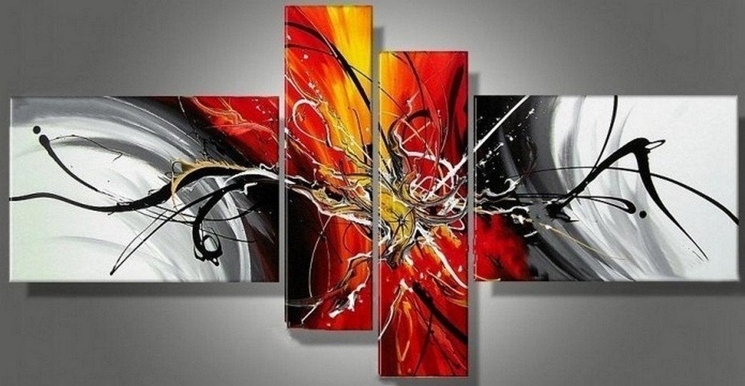 Canvas Art Painting, Abstract Painting, Acrylic Art, 4 Piece Wall Art, Canvas Painting, Hand Painted Art, Group Painting