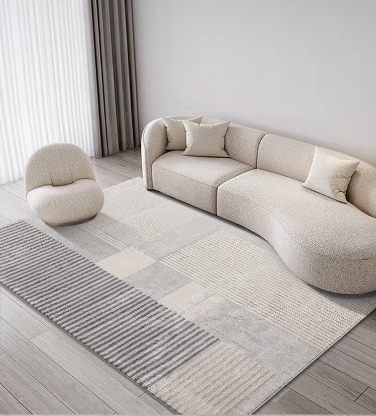 Abstract Geometric Modern Rugs, Simple Modern Grey Rugs for Bedroom, Large Modern Rugs for Living Room, Modern Rugs for Dining Room, Contemporary Rugs for Office