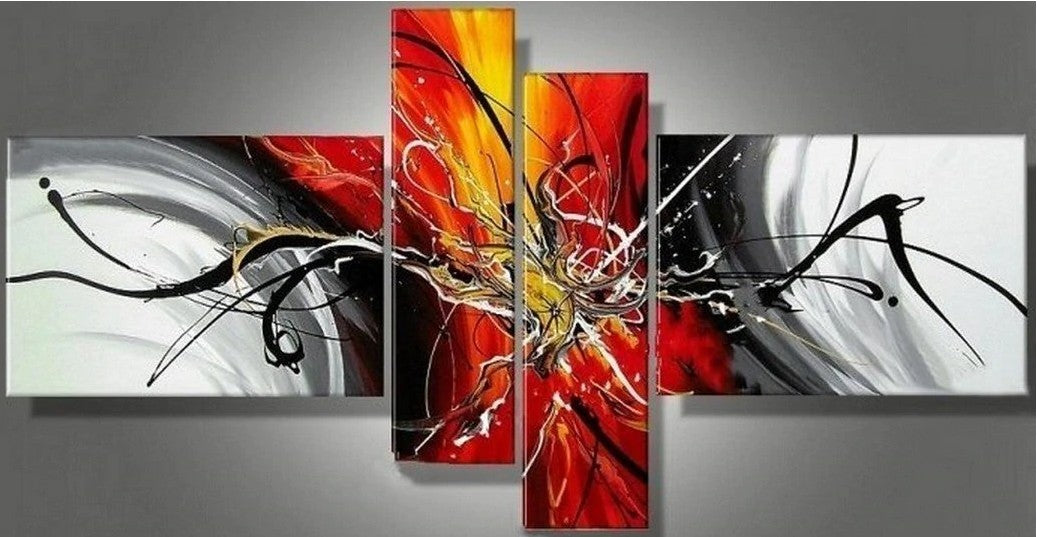 Canvas Art Painting, Abstract Painting, Acrylic Art, 4 Piece Wall Art, Canvas Painting, Hand Painted Art, Group Painting