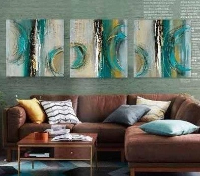 Acrylic Abstract Painting, Large Hand Painted Oil Painting, Simple Canvas Wall Art, 3 Piece Canvas Painting, Large Painting