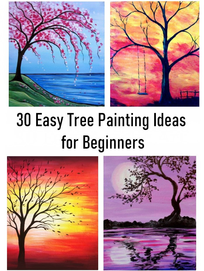 30 Easy Tree Painting Ideas for Beginners, Easy Landscape Painting Ideas, Simple Acrylic Paintings