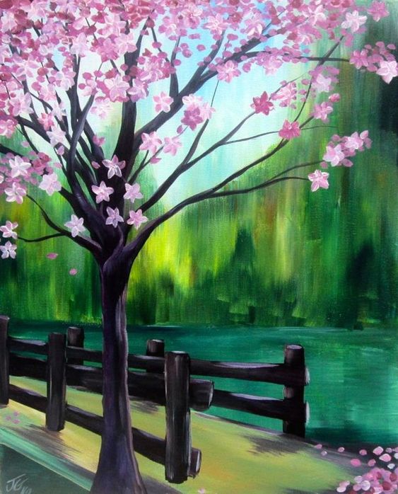 30 Easy Tree Painting Ideas for Beginners, Easy Landscape Painting Ideas, Simple Acrylic Paintings