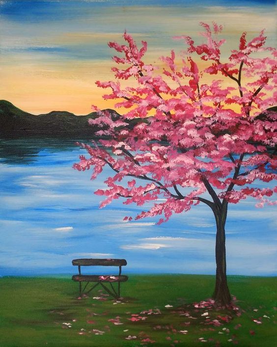 30 Easy Tree Painting Ideas for Beginners, Easy Landscape Painting Ideas, Simple Acrylic Paintings