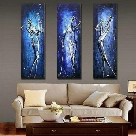 3 Piece Wall Art Paintings, Golf Player Painting, Sports Abstract Art Paintings, Bedroom Abstract Painting, Buy Paintings Online