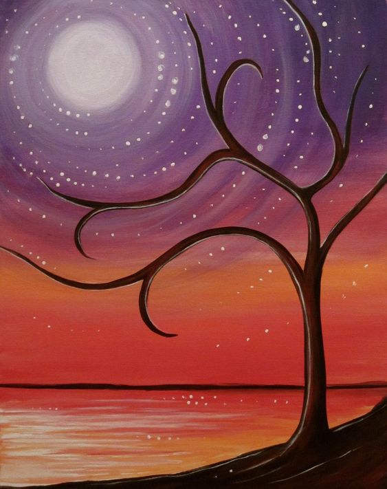 30 Easy Tree Painting Ideas for Beginners, Easy Landscape Painting Ideas, Simple Acrylic Paintings