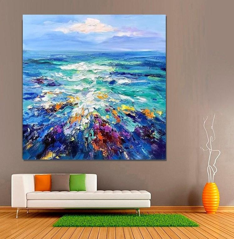 Heavy Texture Paintings, Palette Knife Paniting, Acrylic Painting on Canvas, Modern Acrylic Canvas Painting, Oversized Wall Art Painting for Sale