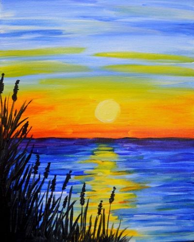 Beautiful Easy Landscape Painting Ideas for Beginners, Sunrise Paintin ...