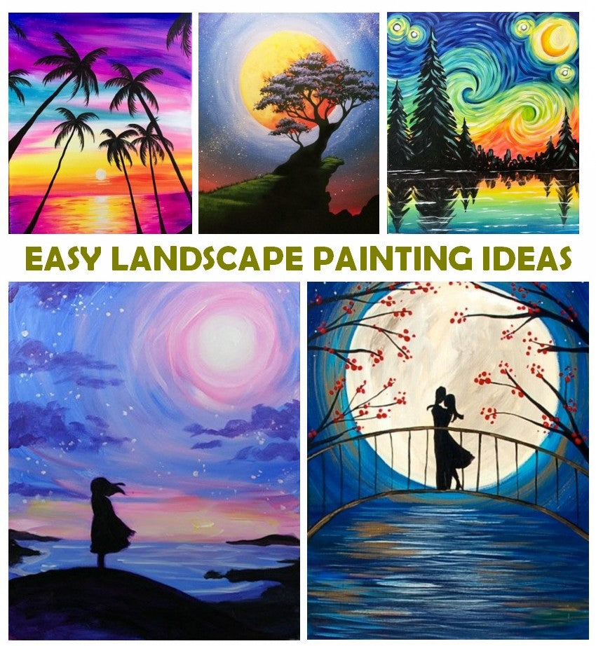 Beautiful Easy Landscape Painting Ideas for Beginners, Sunrise Painting Ideas, Mountain Landscape Painting Ideas, Easy Painting Ideas for Kids, Easy Painting on Canvas