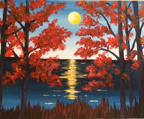 Easy Landscape Painting Ideas for Beginners, Easy Tree Painting Ideas, Easy DIY Painting Ideas, Simple Acrylic Painting Ideas for Beginners, Sunset Painting, Easy Canvas Painting Ideas