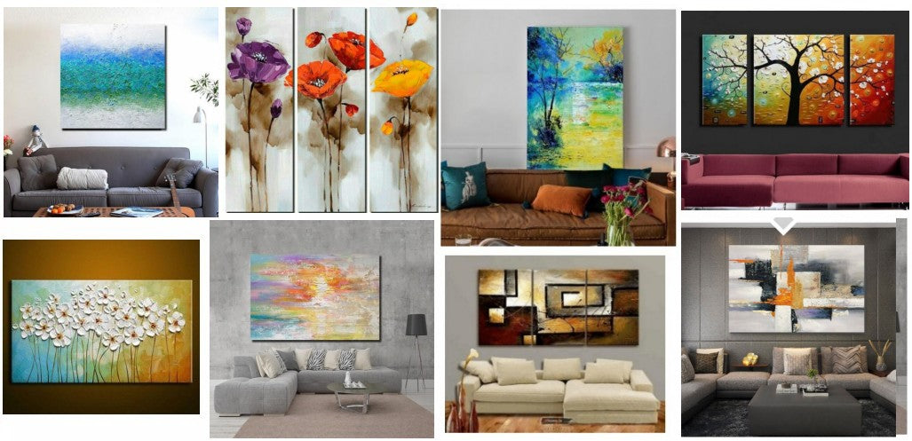 Abstract Acrylic Paintings for Living Room, Modern Contemporary